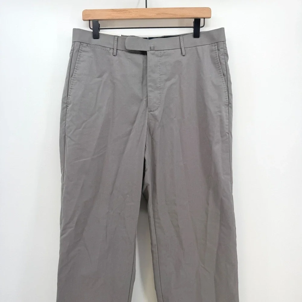 Peter Millar Pants Mens 33x35.5 Gray Poly Cotton SLIM‎ Flat Front MF16B17 NEW
